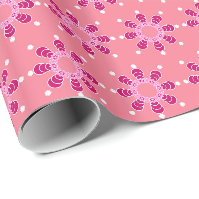 Eight point Mandala, Coral Pink and Magenta Wrapping Paper (Roll Corner)