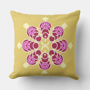 Eight point Mandala - gold and purple Cushion