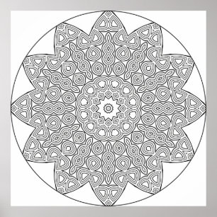 Eight Point Mandala with Intricate Knot Pattern Poster