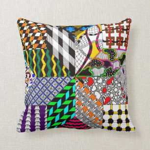 Eight Point Quilt Block Coloured Decorative Pillow