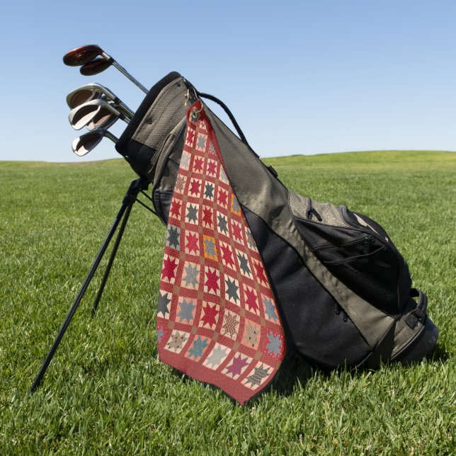 Eight-Pointed Star in warm colours Golf Towel (Green)