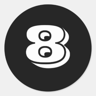 Eight Small Round Black Number Stickers by Janz