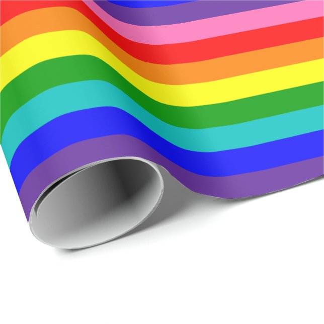 Eight Stripe Rainbow Pride Flag Horizontal Wrapping Paper (Roll Corner)