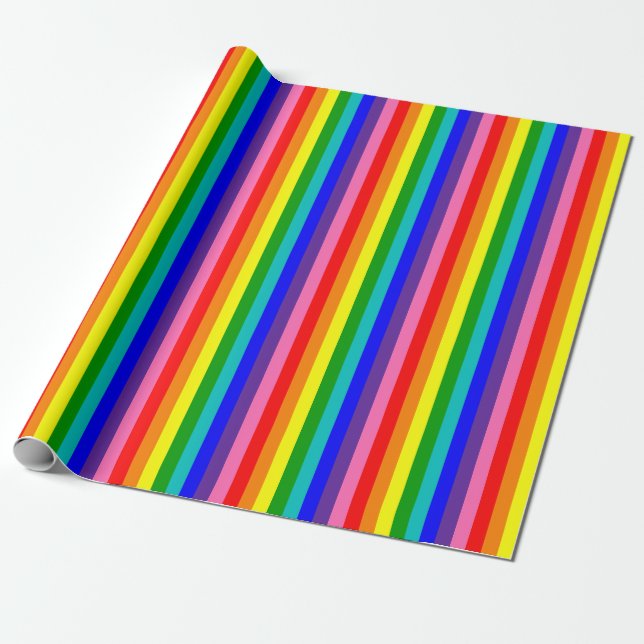 Eight Stripe Rainbow Pride Flag Vertical Wrapping Paper (Unrolled)