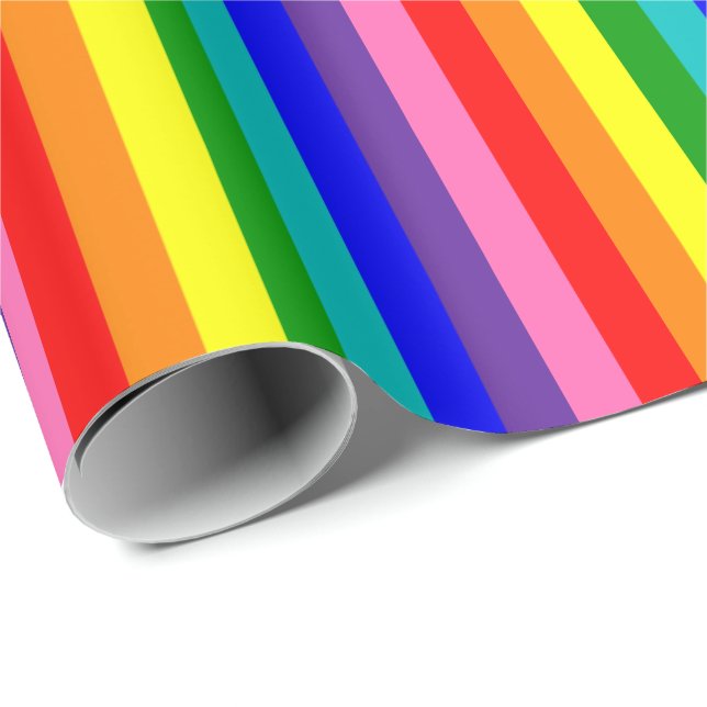 Eight Stripe Rainbow Pride Flag Vertical Wrapping Paper (Roll Corner)