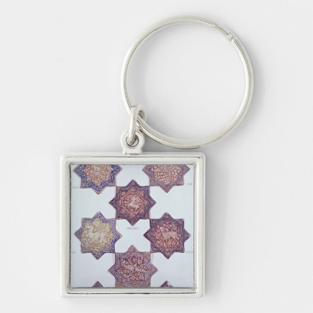 Eight tiles decorated with animals key ring (Front)