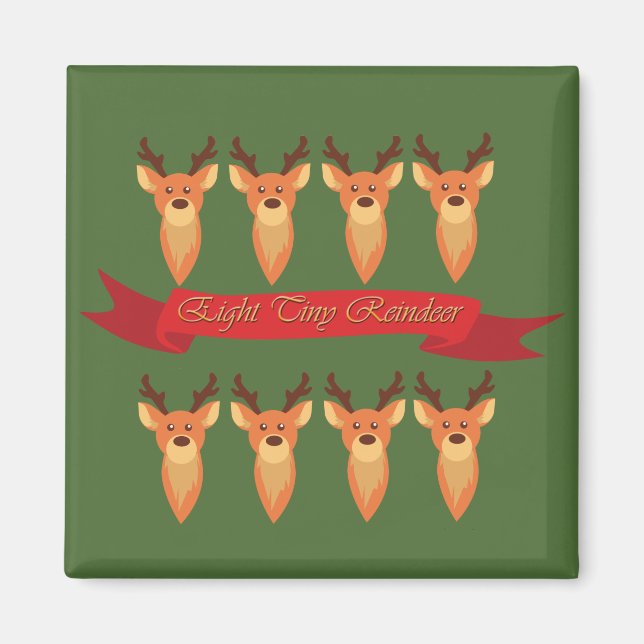 Eight Tiny Reindeer Magnet (Front)