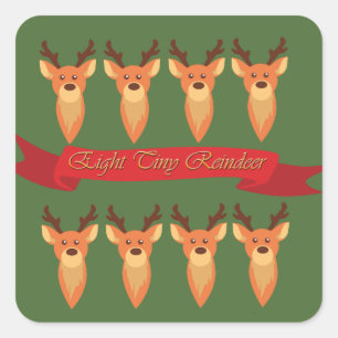 Eight Tiny Reindeer Square Sticker