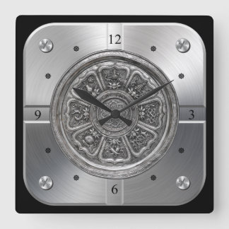 Eight Treasure Pattern Silver Plate ~ (八寳紋銀盤) ~  Square Wall Clock