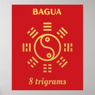Eight Trigrams - Feng Shui - Golden Poster