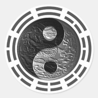 Eight Trigrams Yin Yang Embossed Dragon Classic Round Sticker