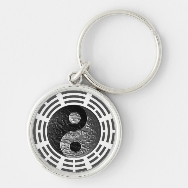 Eight Trigrams Yin Yang Embossed-Like Dragon Key Ring (Front)