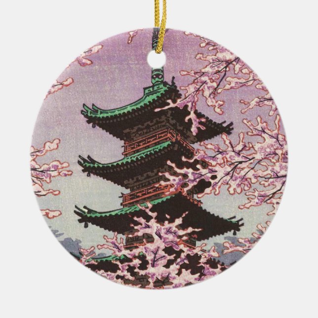 Eight Views Of Tokyo Ueno Toshogu Shrine Kasamatsu Ceramic Tree Decoration (Front)