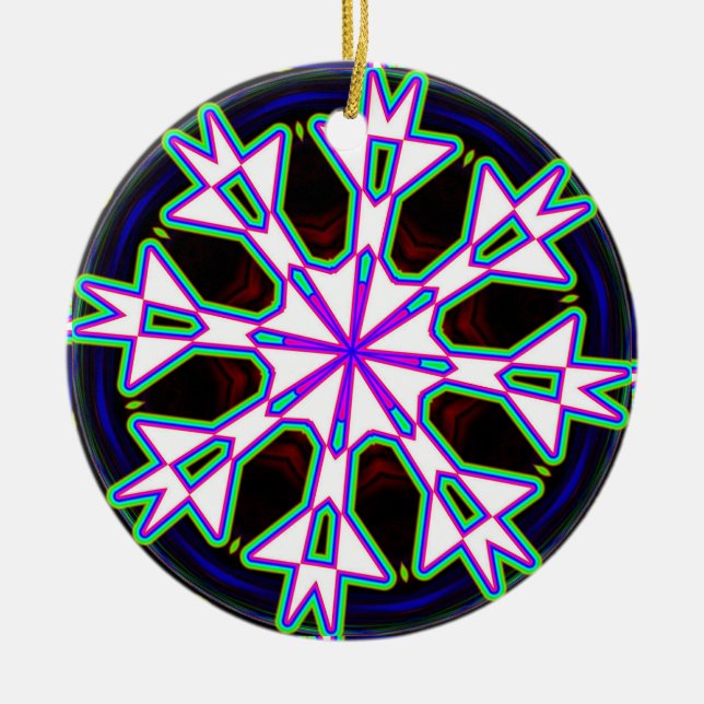 Eight Way Mandala Kaleidoscope Ceramic Tree Decoration (Front)