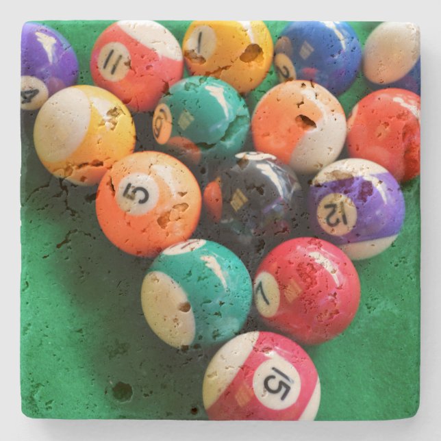 Eightballs Racked, Stone Coaster (Front)