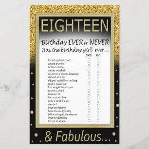 Eighteen Birthday Ever or Never Game