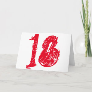 Eighteen is a big deal, big red text on white. card