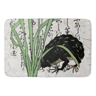 Eighteenth Century Japanese Botanical Frog Toad  Bath Mat