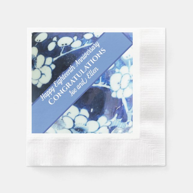 Eighteenth Wedding Anniversary  Napkin (Front)