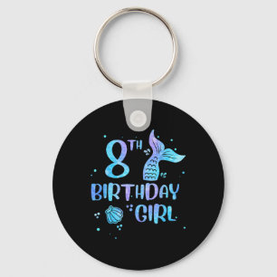 Eighth Birthday Girl Mermaid 8th Toddlers Back To Key Ring
