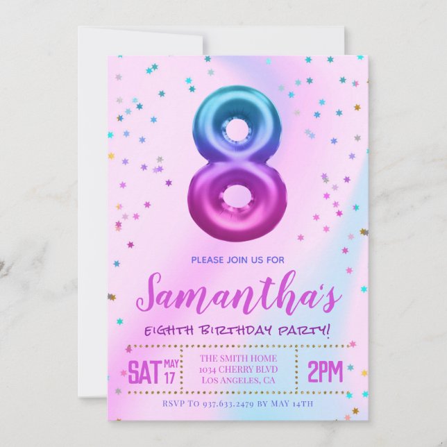 Eighth Birthday Party Invitation (Front)