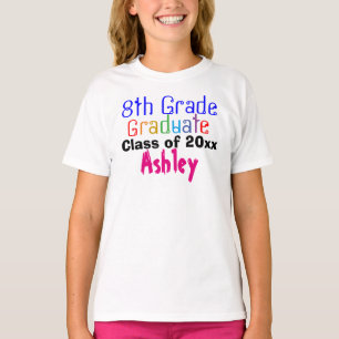 Eighth Grade Graduate Colourful Name Girls T-Shirt