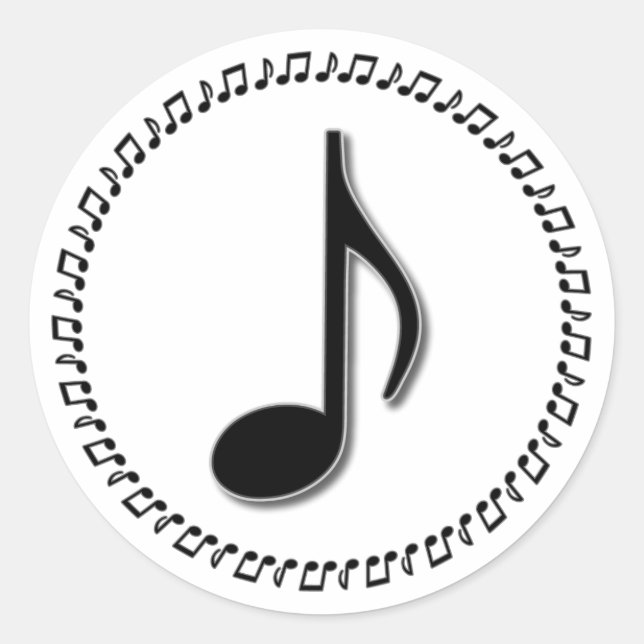 Eighth Note Music Design Classic Round Sticker (Front)