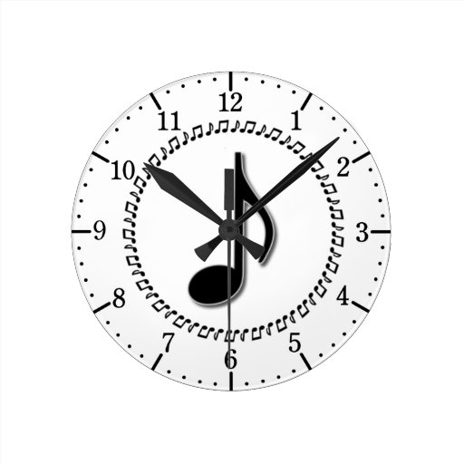 Image of Eighth Note Music Design Round Clock