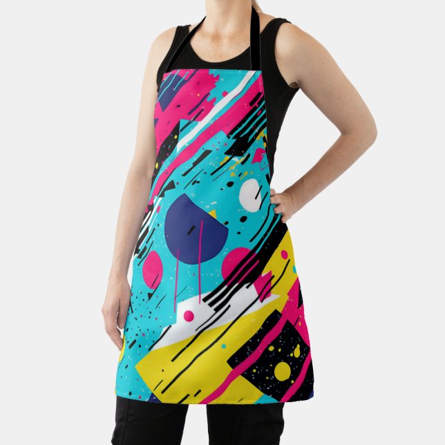 Eighties 80's Retro Geometric Pattern Apron (Insitu)
