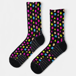 Eighties Black Retro Neon Style Crew Socks