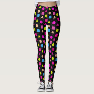 Eighties Black Retro Neon Style Leggings