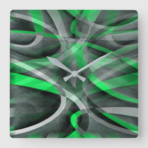 Eighties Chic Succulant Green and Grey Abstract Pa Square Wall Clock