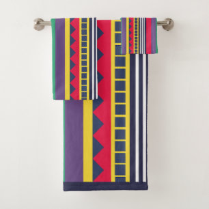 Eighties Colourful Stripes Bath Towel Set