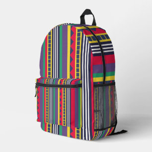 Eighties Colourful Stripes Pattern Eighties  Printed Backpack