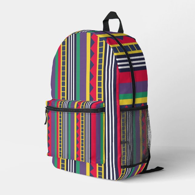 Eighties Colourful Stripes Pattern Eighties  Printed Backpack (Back Corner Right)