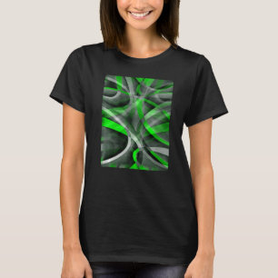 Eighties Lime Green On Grey Abstract Strip Pattern T-Shirt