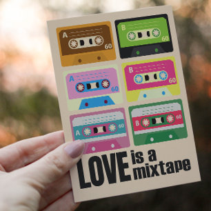 Eighties Love is a Mixtape Cassette 80's  Holiday Postcard