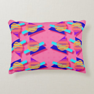 Eighties Memphis Neon Triangle Patterns Decorative Cushion