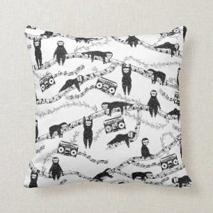 Eighties Music sloth pattern Cushion