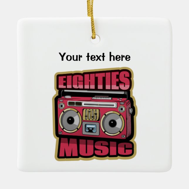 Eighties Music Stereo Ceramic Ornament (Front)