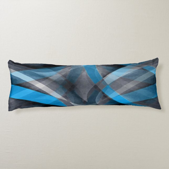 Eighties Pastel Blue and Grey Arched Line Pattern Body Cushion (Back)