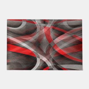 Eighties Red White and Grey Layered Curves Doormat
