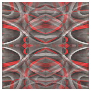 Eighties Red White and Grey Layered Curves Fabric