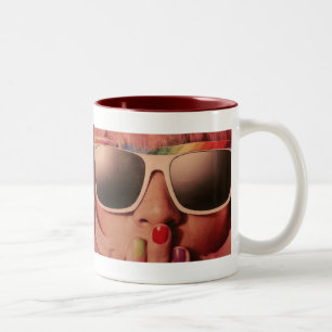 Eighties retro fashion girl Two-Tone coffee mug