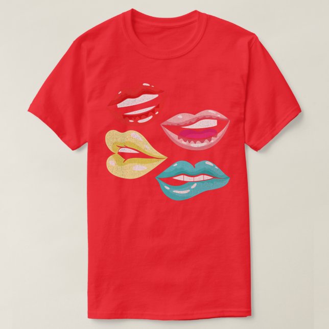 Eighties Retro Lips 80s T-Shirt (Design Front)