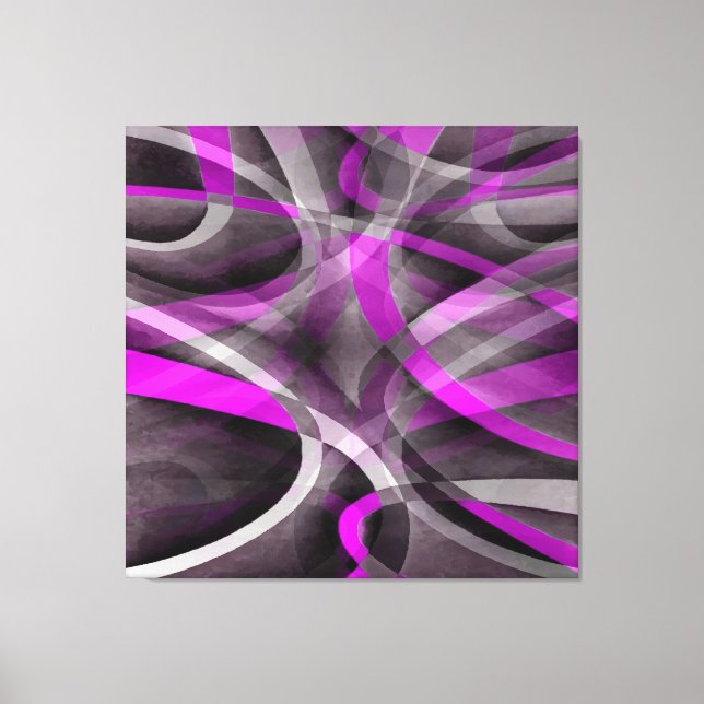 Eighties Retro Magenta and Grey Artistic Pattern Canvas Print (Front)