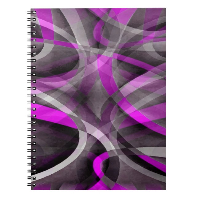 Eighties Retro Magenta and Grey Artistic Pattern Notebook (Front)
