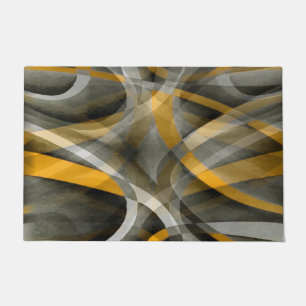 Eighties Retro Mustard Yellow and Grey Abstract Cu Doormat