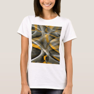 Eighties Retro Mustard Yellow and Grey Abstract Cu T-Shirt