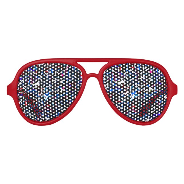 Eighties Rock Red White Blue 4th July America Aviator Sunglasses (Front)
